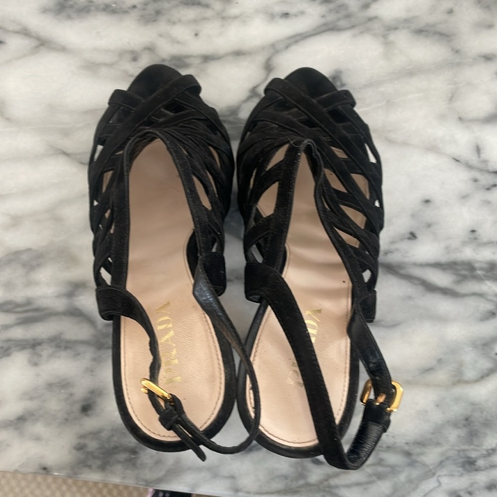Prada Black Suede Slingback Heels - Picture 4 of 5